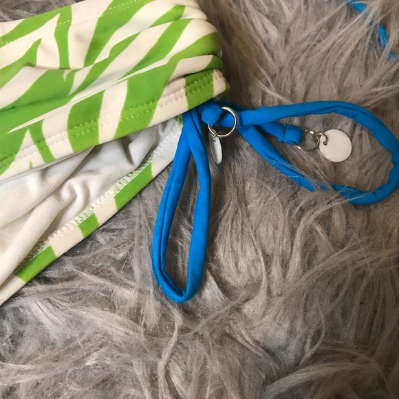 Lime Green Zebra Print Bikini Size Medium - Picture 2 of 7